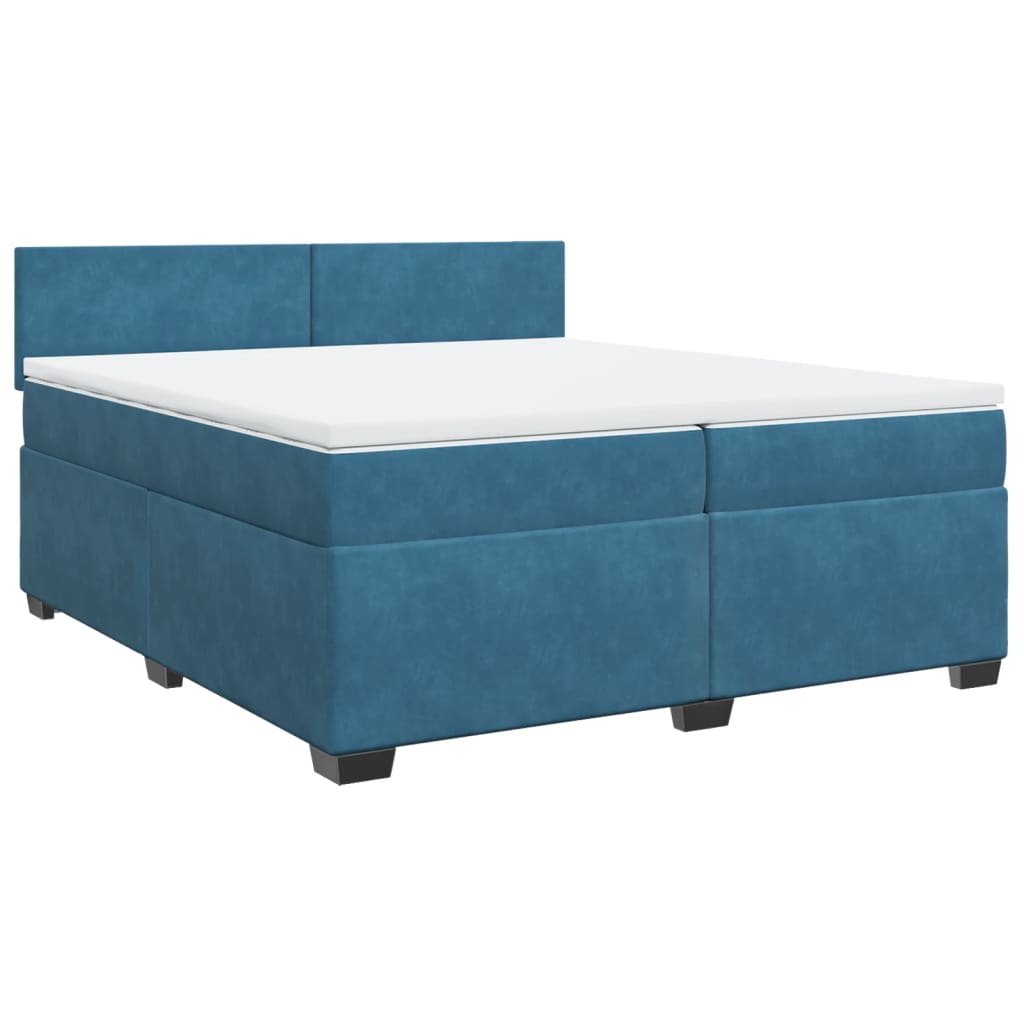 Boxspring met matras fluweel blauw 200x200 cm is nu te koop bij PeponiXL, paradijselijk wonen!