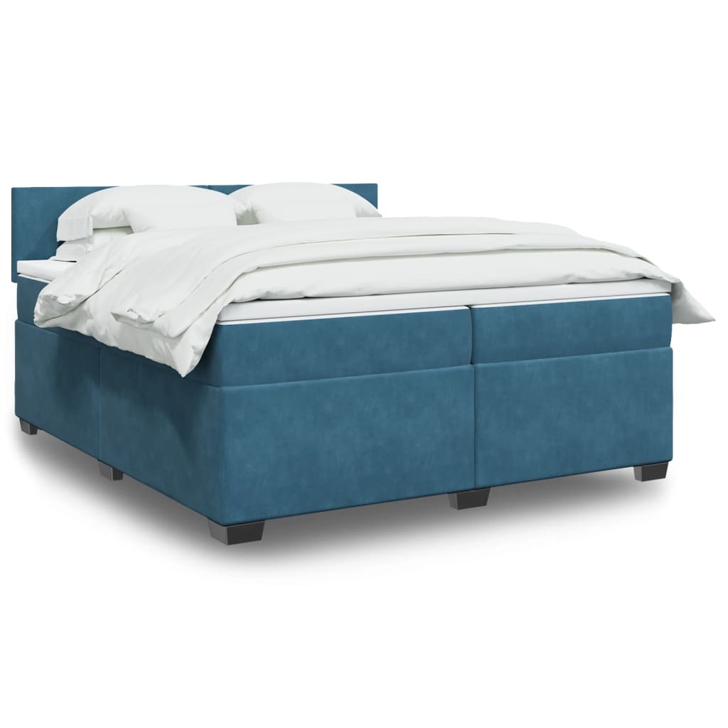 Boxspring met matras fluweel blauw 200x200 cm is nu te koop bij PeponiXL, paradijselijk wonen!