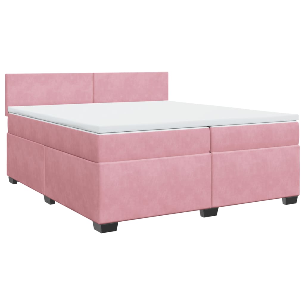 Boxspring met matras fluweel roze 200x200 cm is nu te koop bij PeponiXL, paradijselijk wonen!