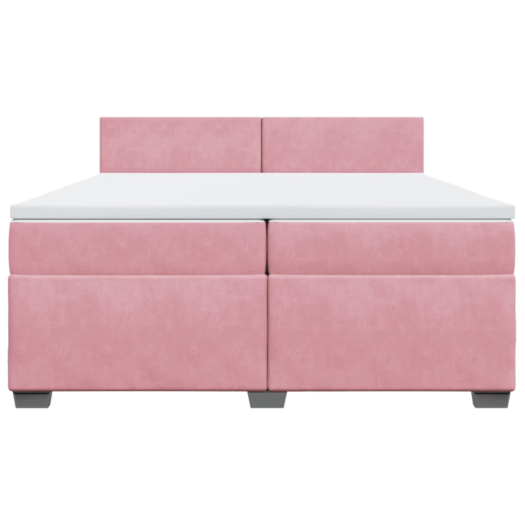 Boxspring met matras fluweel roze 200x200 cm is nu te koop bij PeponiXL, paradijselijk wonen!