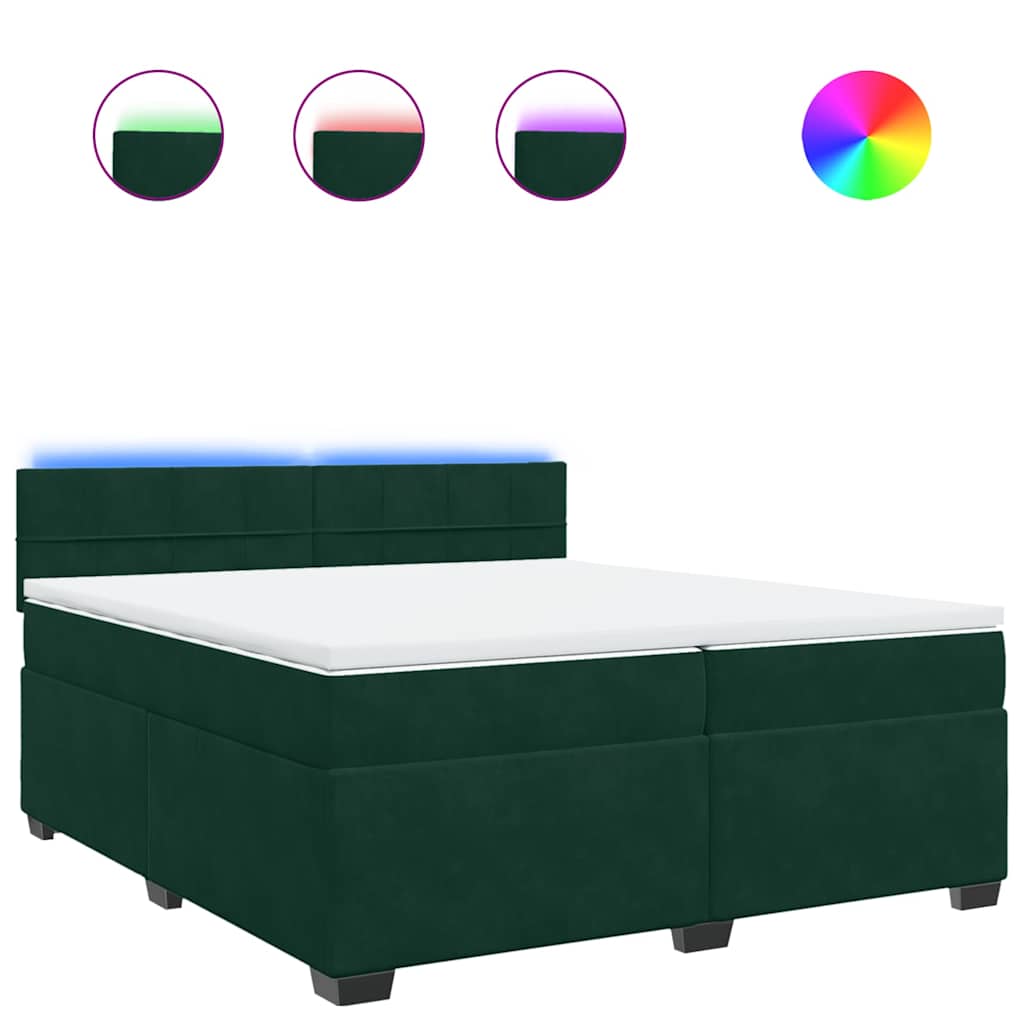 Boxspring met matras fluweel donkergroen 200x200 cm is nu te koop bij PeponiXL, paradijselijk wonen!