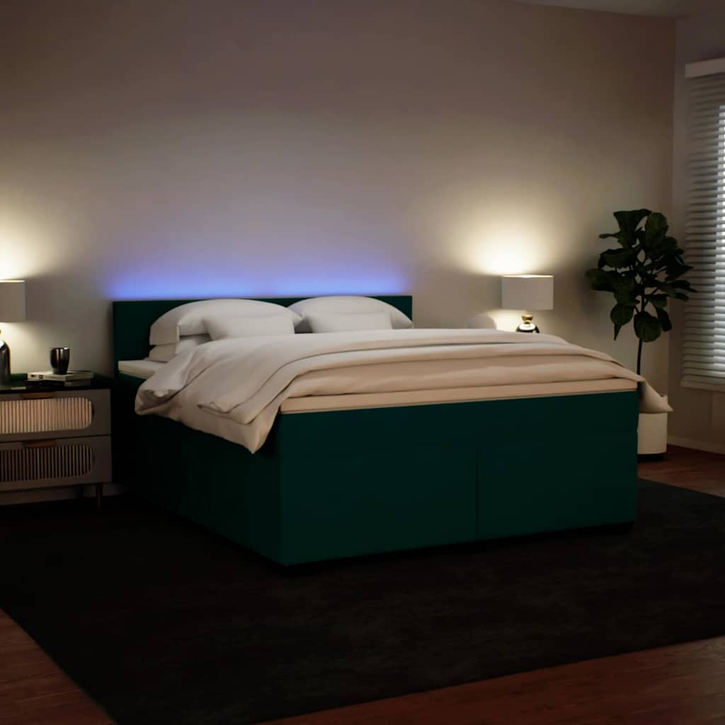 Boxspring met matras fluweel donkergroen 200x200 cm is nu te koop bij PeponiXL, paradijselijk wonen!