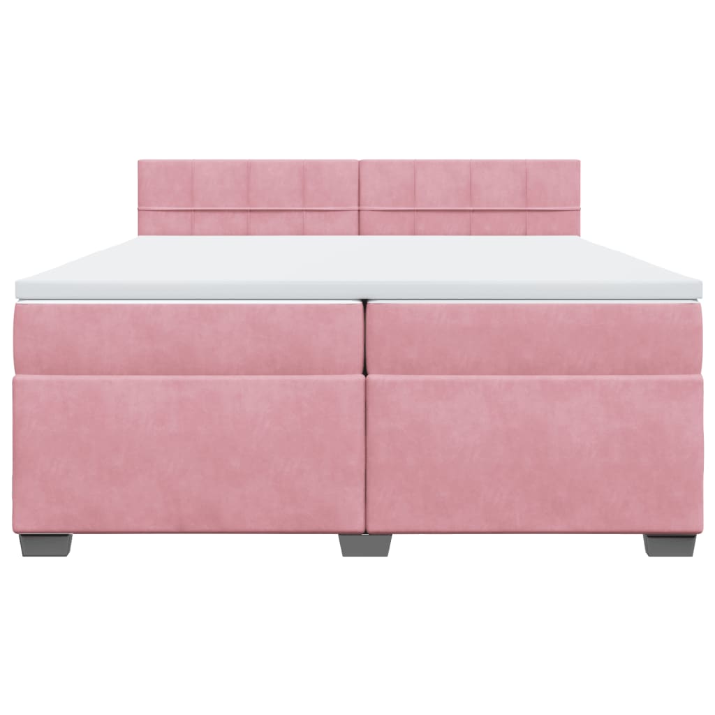 Boxspring met matras fluweel roze 200x200 cm is nu te koop bij PeponiXL, paradijselijk wonen!