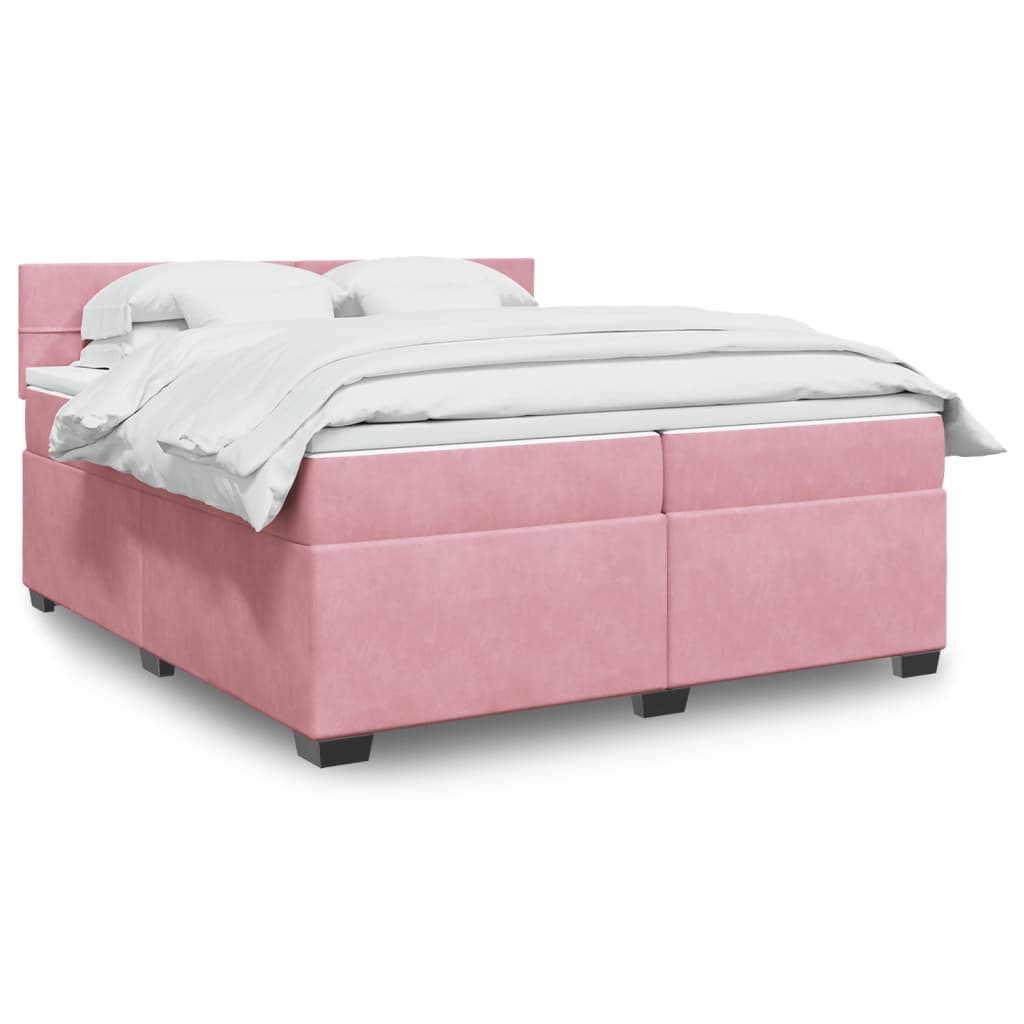 Boxspring met matras fluweel roze 200x200 cm is nu te koop bij PeponiXL, paradijselijk wonen!