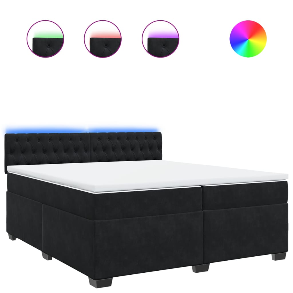 Boxspring met matras fluweel zwart 200x200 cm is nu te koop bij PeponiXL, paradijselijk wonen!