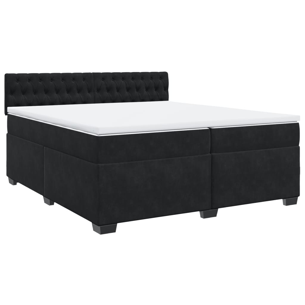 Boxspring met matras fluweel zwart 200x200 cm is nu te koop bij PeponiXL, paradijselijk wonen!