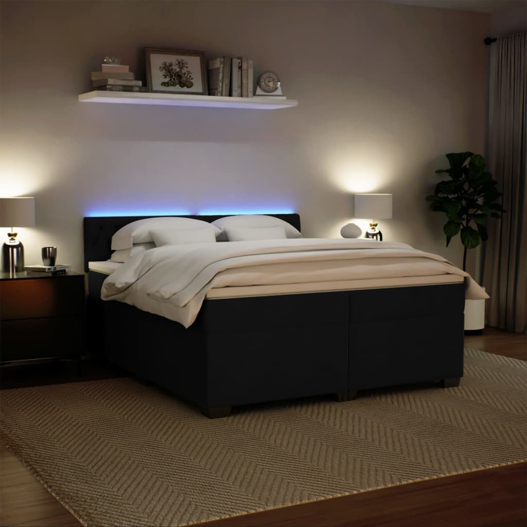 Boxspring met matras fluweel zwart 200x200 cm is nu te koop bij PeponiXL, paradijselijk wonen!