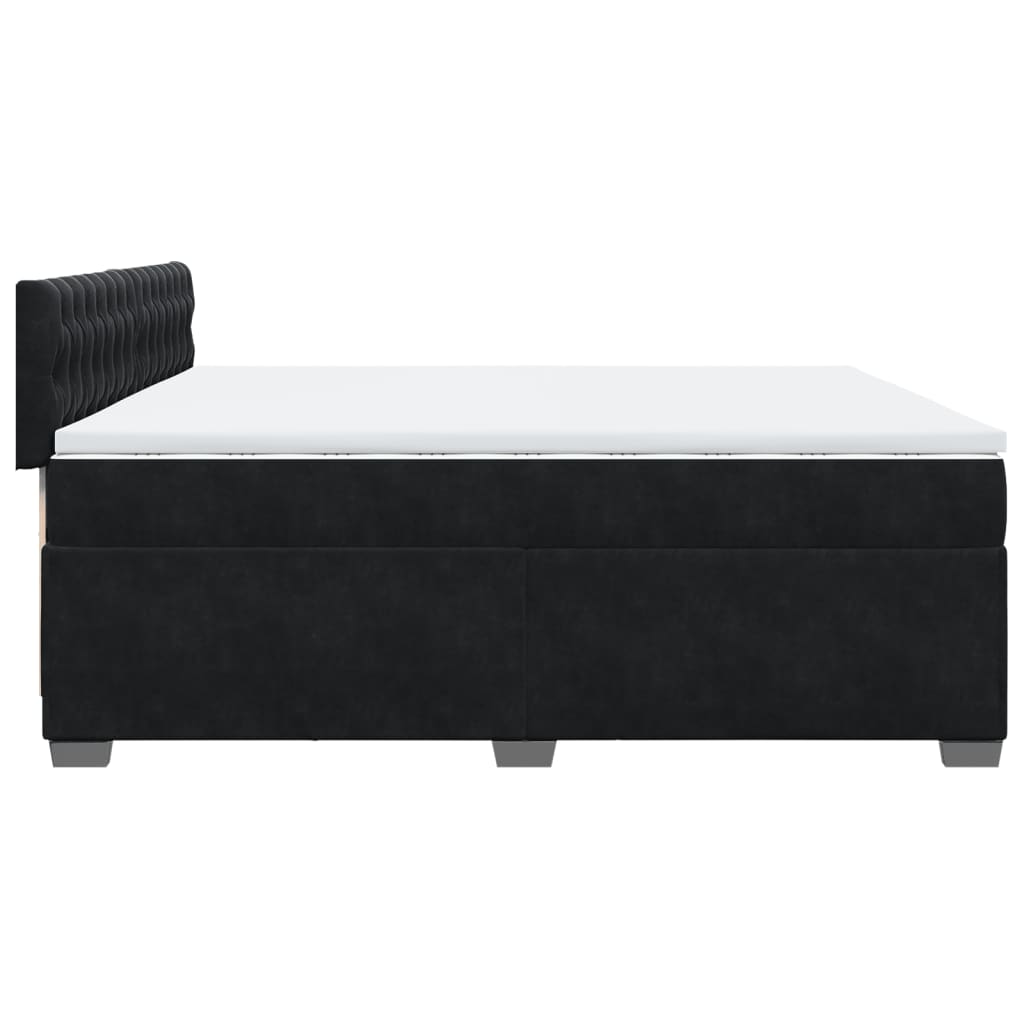 Boxspring met matras fluweel zwart 200x200 cm is nu te koop bij PeponiXL, paradijselijk wonen!