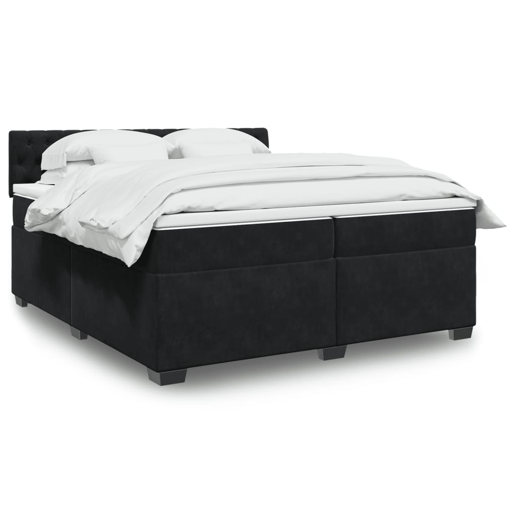 Boxspring met matras fluweel zwart 200x200 cm is nu te koop bij PeponiXL, paradijselijk wonen!