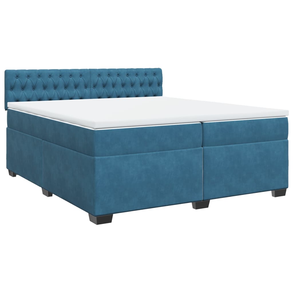 Boxspring met matras fluweel blauw 200x200 cm is nu te koop bij PeponiXL, paradijselijk wonen!