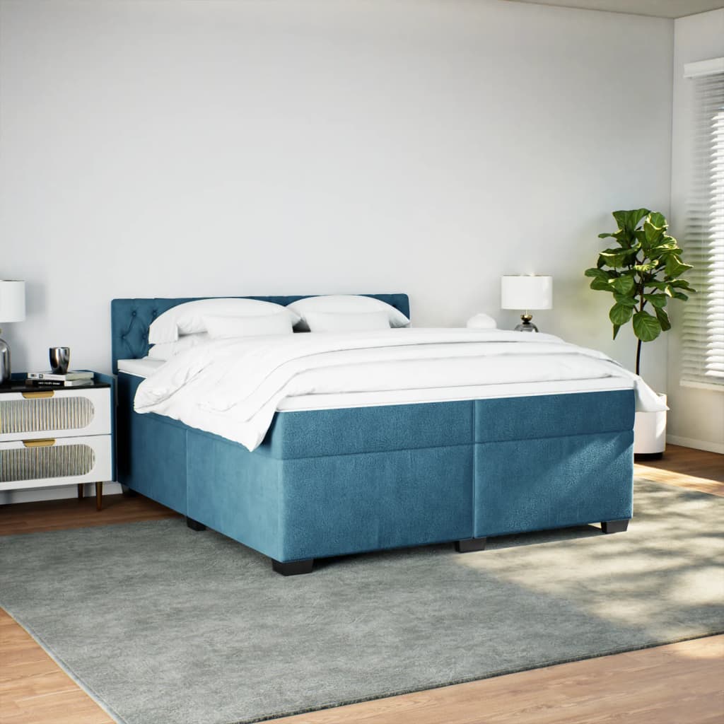 Boxspring met matras fluweel blauw 200x200 cm is nu te koop bij PeponiXL, paradijselijk wonen!