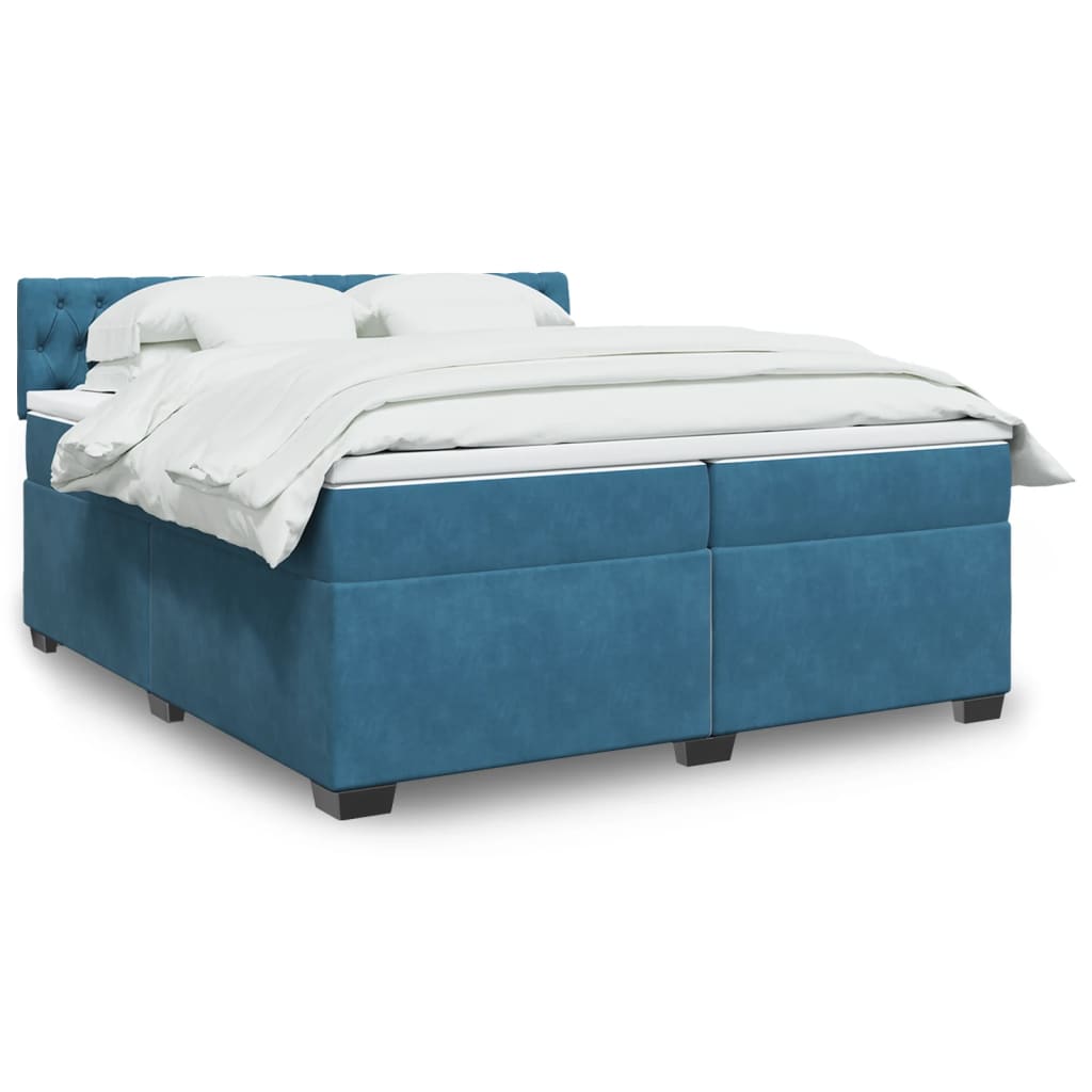 Boxspring met matras fluweel blauw 200x200 cm is nu te koop bij PeponiXL, paradijselijk wonen!