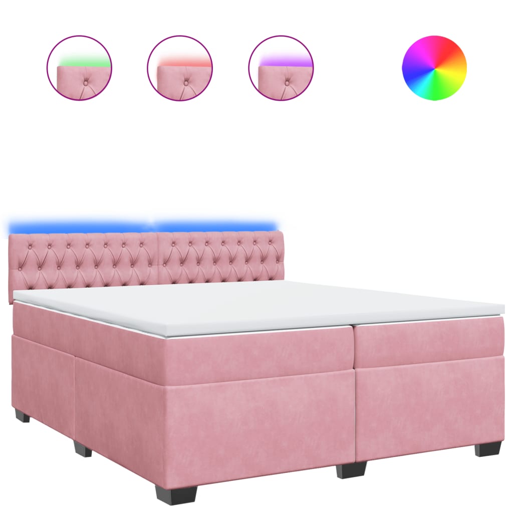 Boxspring met matras fluweel roze 200x200 cm is nu te koop bij PeponiXL, paradijselijk wonen!