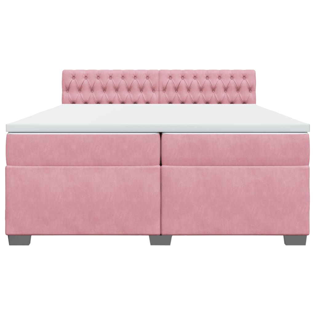 Boxspring met matras fluweel roze 200x200 cm is nu te koop bij PeponiXL, paradijselijk wonen!