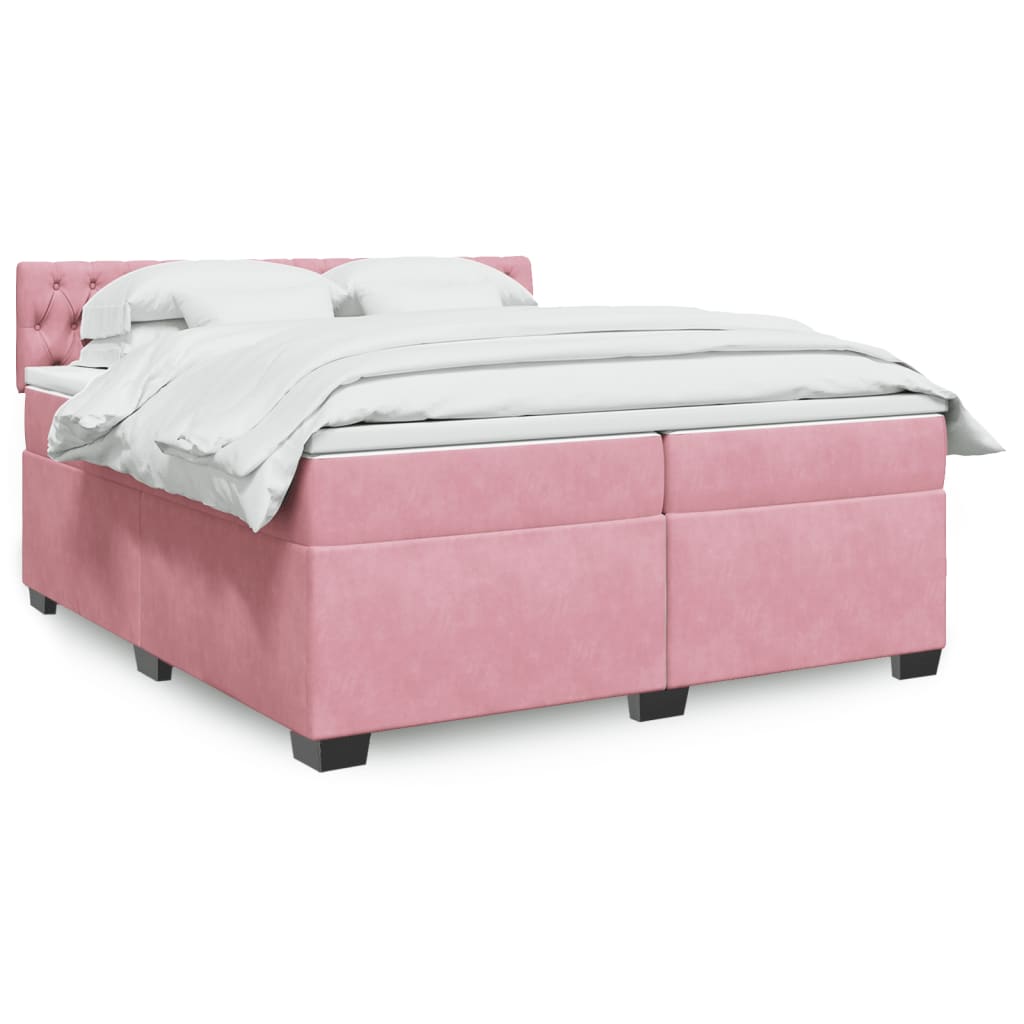 Boxspring met matras fluweel roze 200x200 cm is nu te koop bij PeponiXL, paradijselijk wonen!