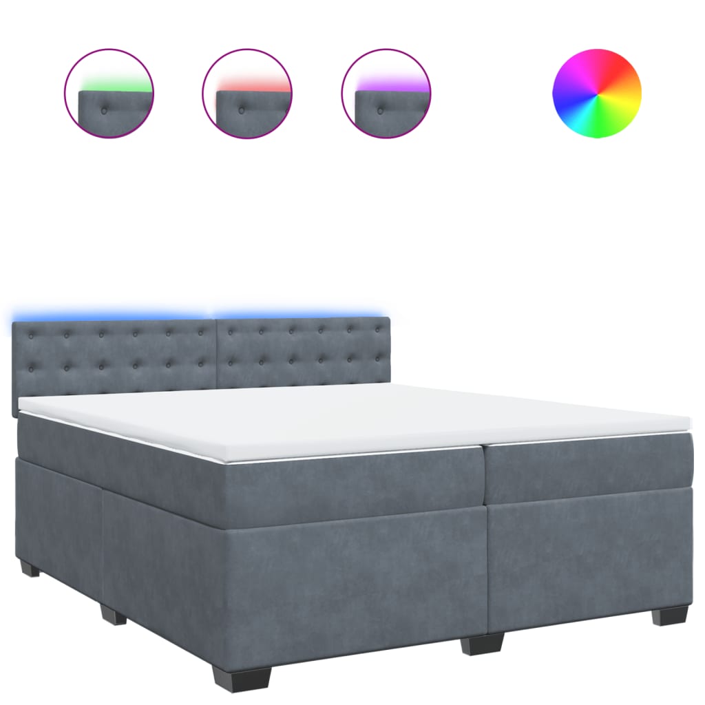 Boxspring met matras fluweel donkergrijs 200x200 cm is nu te koop bij PeponiXL, paradijselijk wonen!