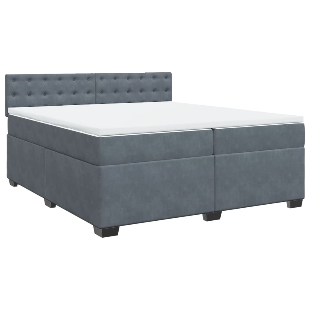 Boxspring met matras fluweel donkergrijs 200x200 cm is nu te koop bij PeponiXL, paradijselijk wonen!