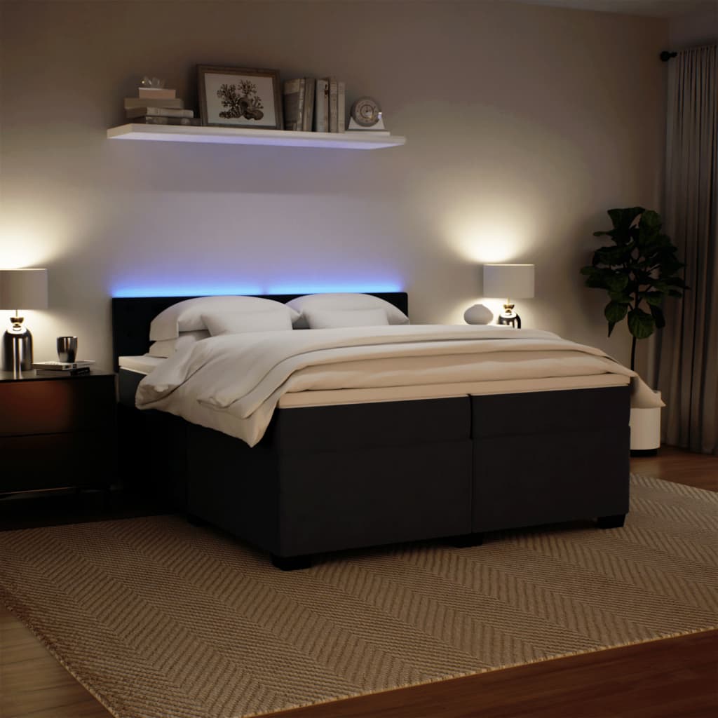 Boxspring met matras fluweel donkergrijs 200x200 cm is nu te koop bij PeponiXL, paradijselijk wonen!