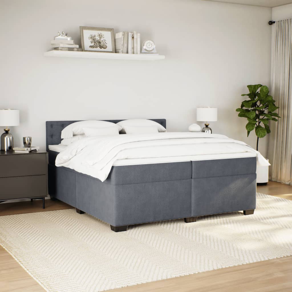 Boxspring met matras fluweel donkergrijs 200x200 cm is nu te koop bij PeponiXL, paradijselijk wonen!