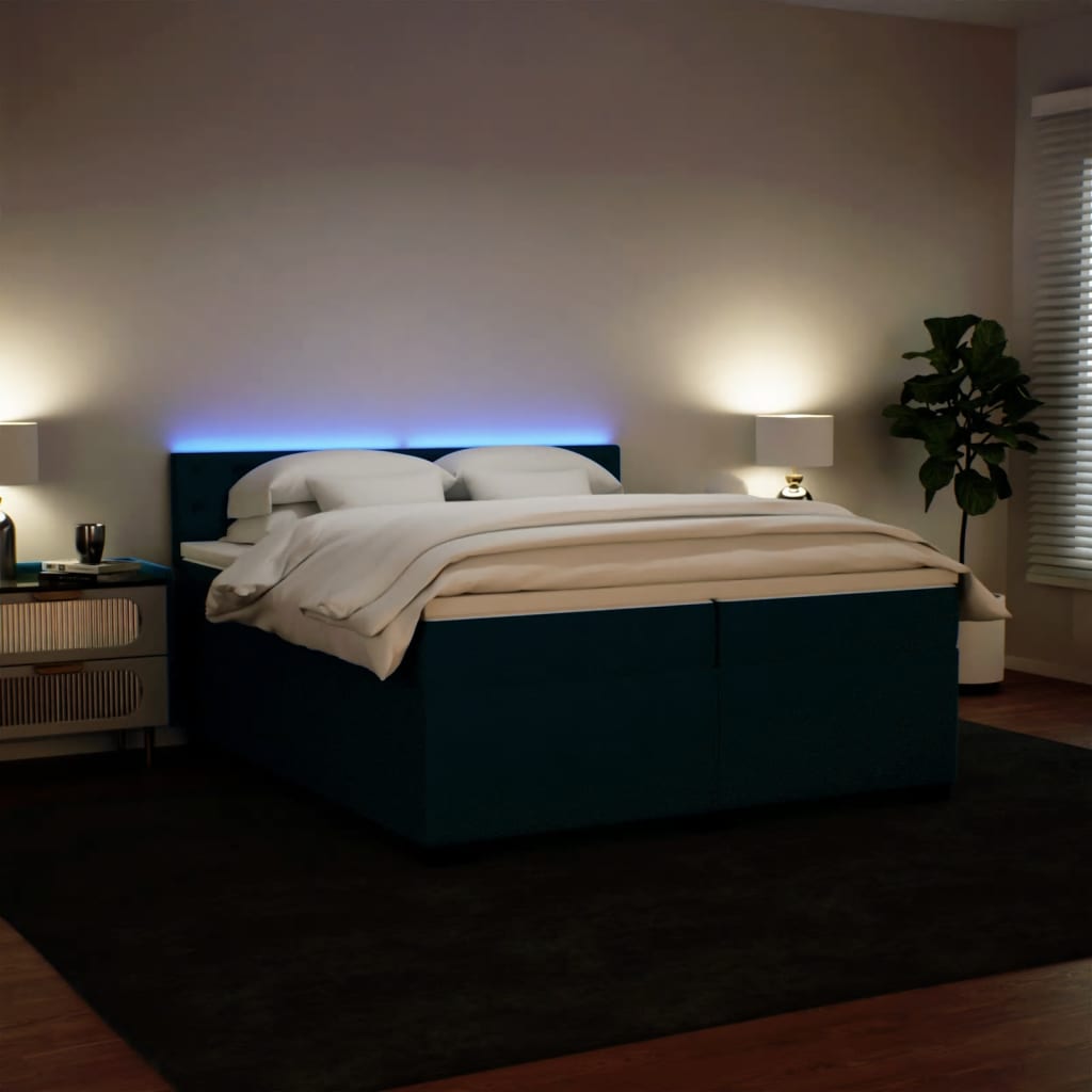 Boxspring met matras fluweel blauw 200x200 cm is nu te koop bij PeponiXL, paradijselijk wonen!