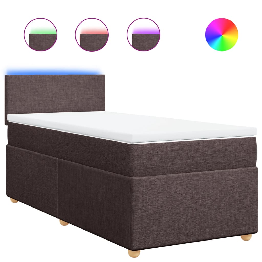 Boxspring met matras stof donkerbruin 80x200 cm is nu te koop bij PeponiXL, paradijselijk wonen!