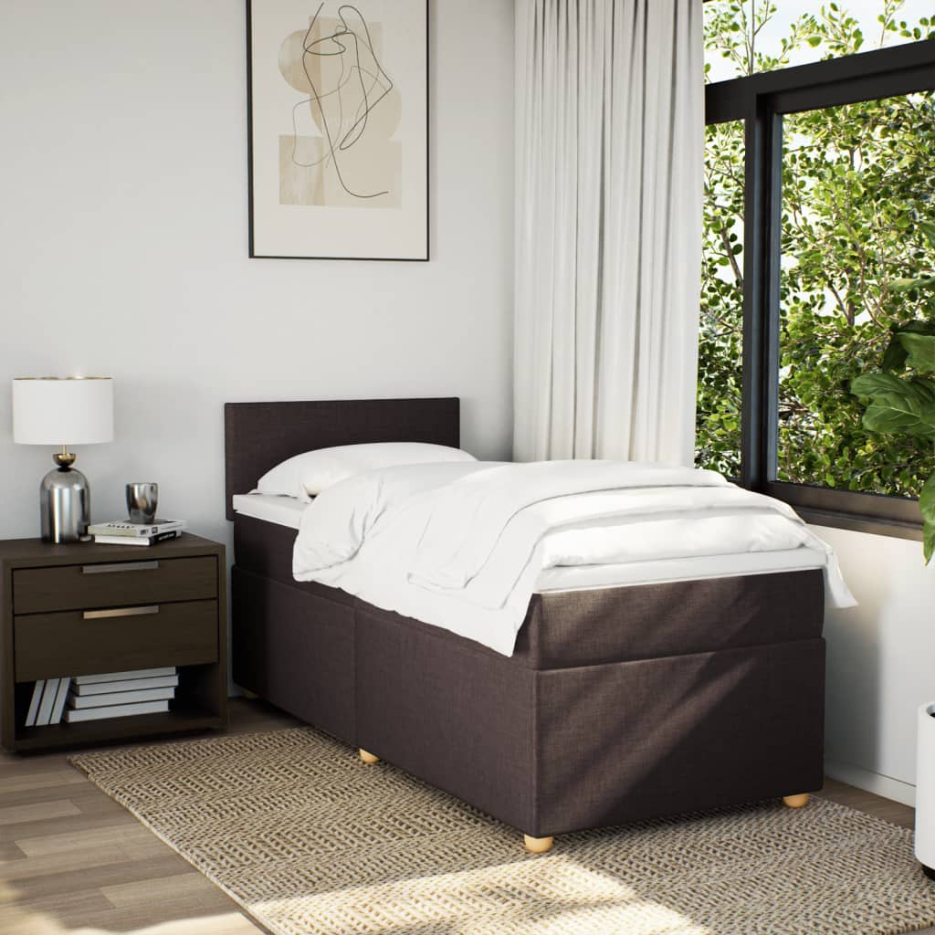 Boxspring met matras stof donkerbruin 80x200 cm is nu te koop bij PeponiXL, paradijselijk wonen!
