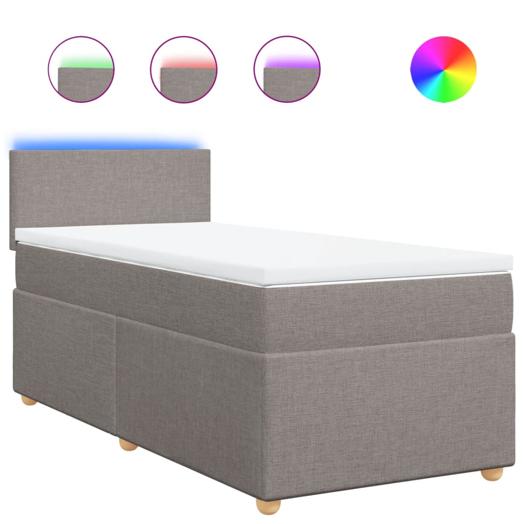 Boxspring met matras stof taupe 80x200 cm is nu te koop bij PeponiXL, paradijselijk wonen!