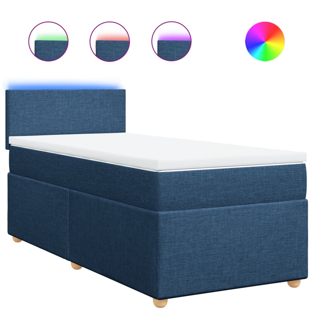 Boxspring met matras stof blauw 80x200 cm is nu te koop bij PeponiXL, paradijselijk wonen!