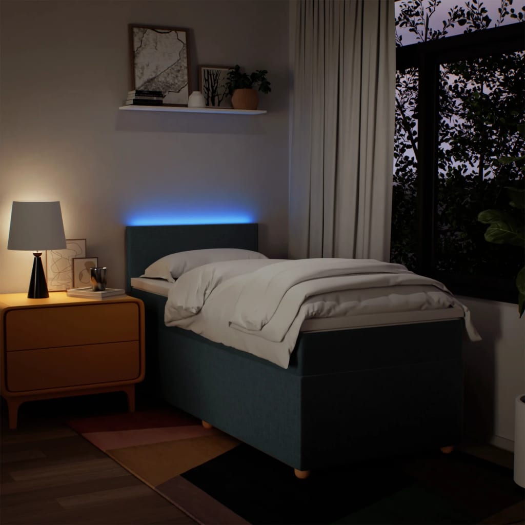 Boxspring met matras stof blauw 80x200 cm is nu te koop bij PeponiXL, paradijselijk wonen!