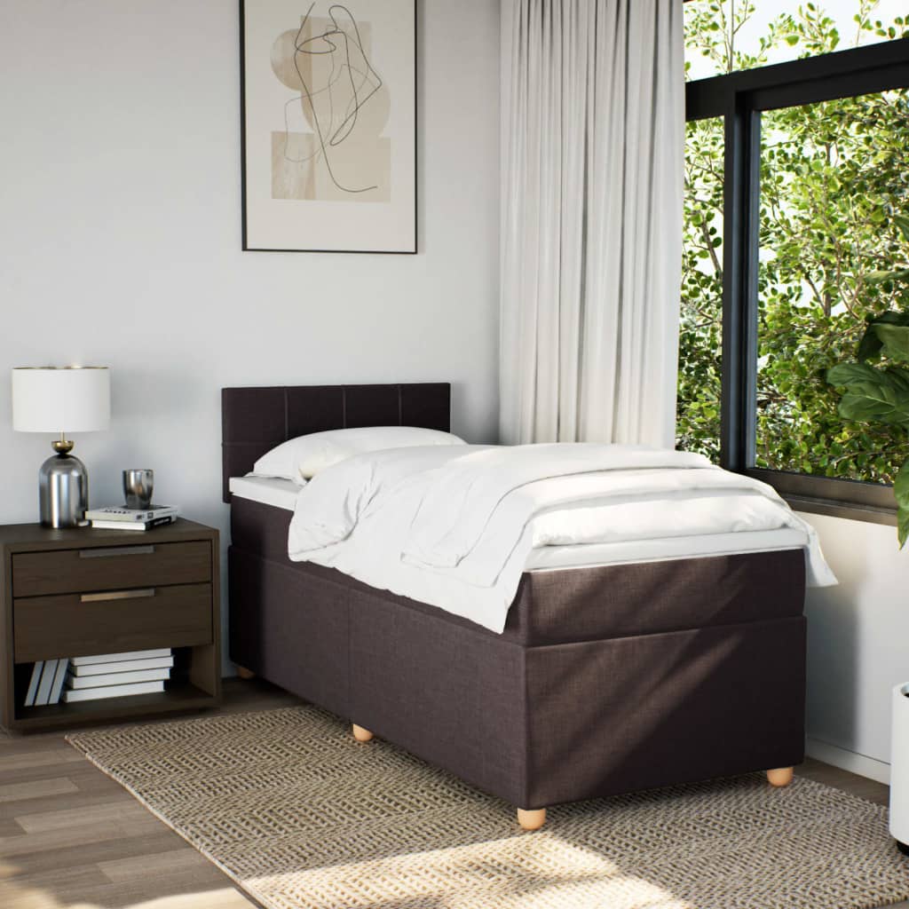 Boxspring met matras stof donkerbruin 80x200 cm is nu te koop bij PeponiXL, paradijselijk wonen!