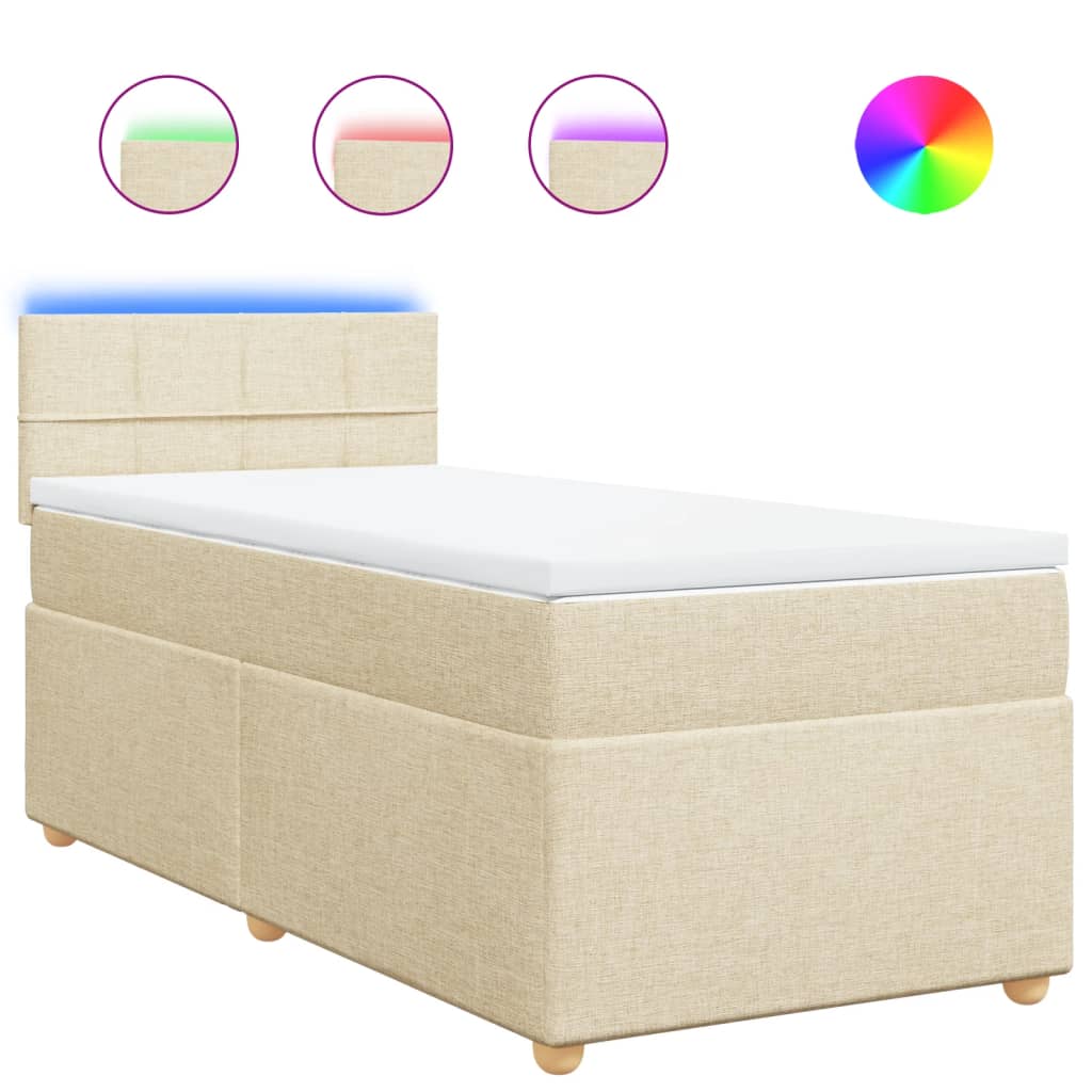 Boxspring met matras stof crèmekleurig 80x200 cm is nu te koop bij PeponiXL, paradijselijk wonen!