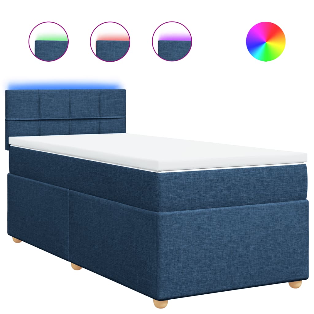 Boxspring met matras stof blauw 80x200 cm is nu te koop bij PeponiXL, paradijselijk wonen!