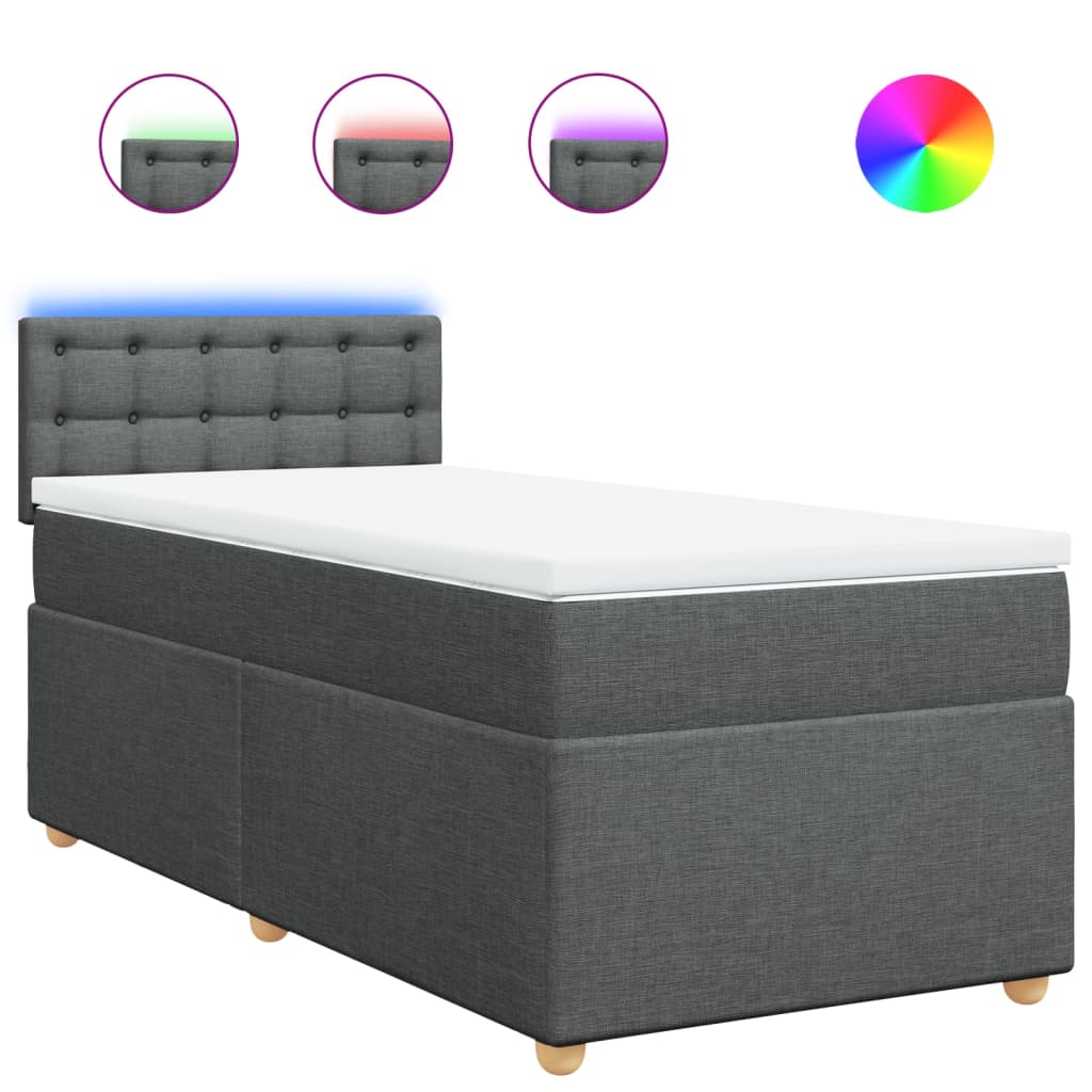 Boxspring met matras stof donkergrijs 80x200 cm is nu te koop bij PeponiXL, paradijselijk wonen!