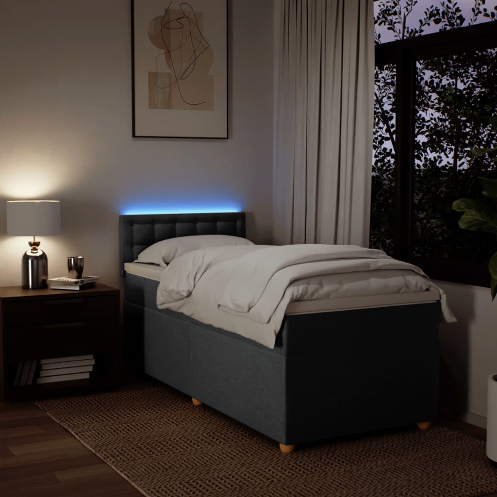 Boxspring met matras stof donkergrijs 80x200 cm is nu te koop bij PeponiXL, paradijselijk wonen!