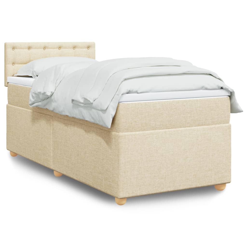 Boxspring met matras stof crèmekleurig 80x200 cm is nu te koop bij PeponiXL, paradijselijk wonen!