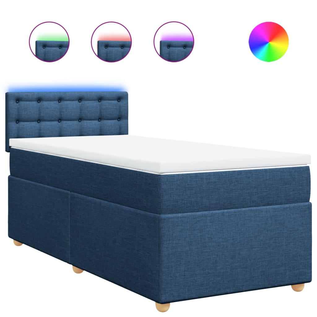 Boxspring met matras stof blauw 80x200 cm is nu te koop bij PeponiXL, paradijselijk wonen!