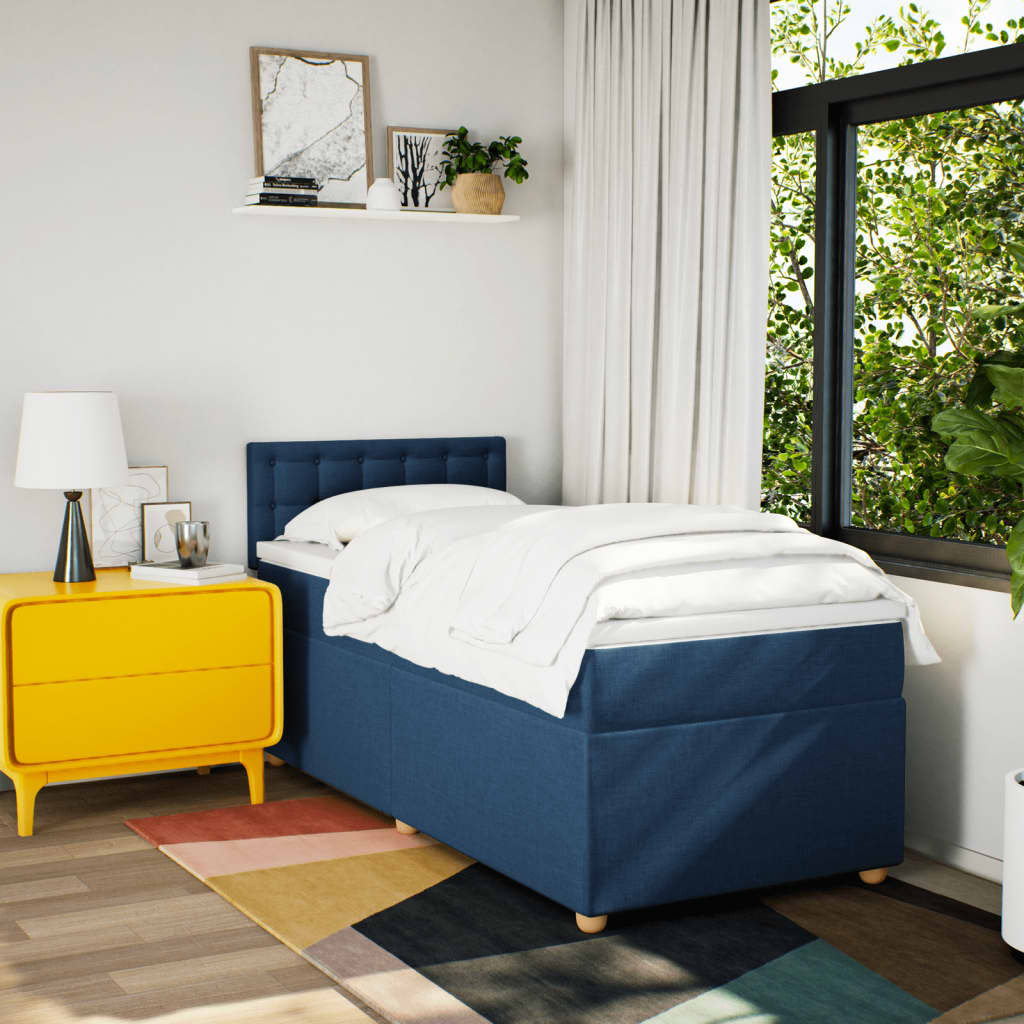 Boxspring met matras stof blauw 80x200 cm is nu te koop bij PeponiXL, paradijselijk wonen!