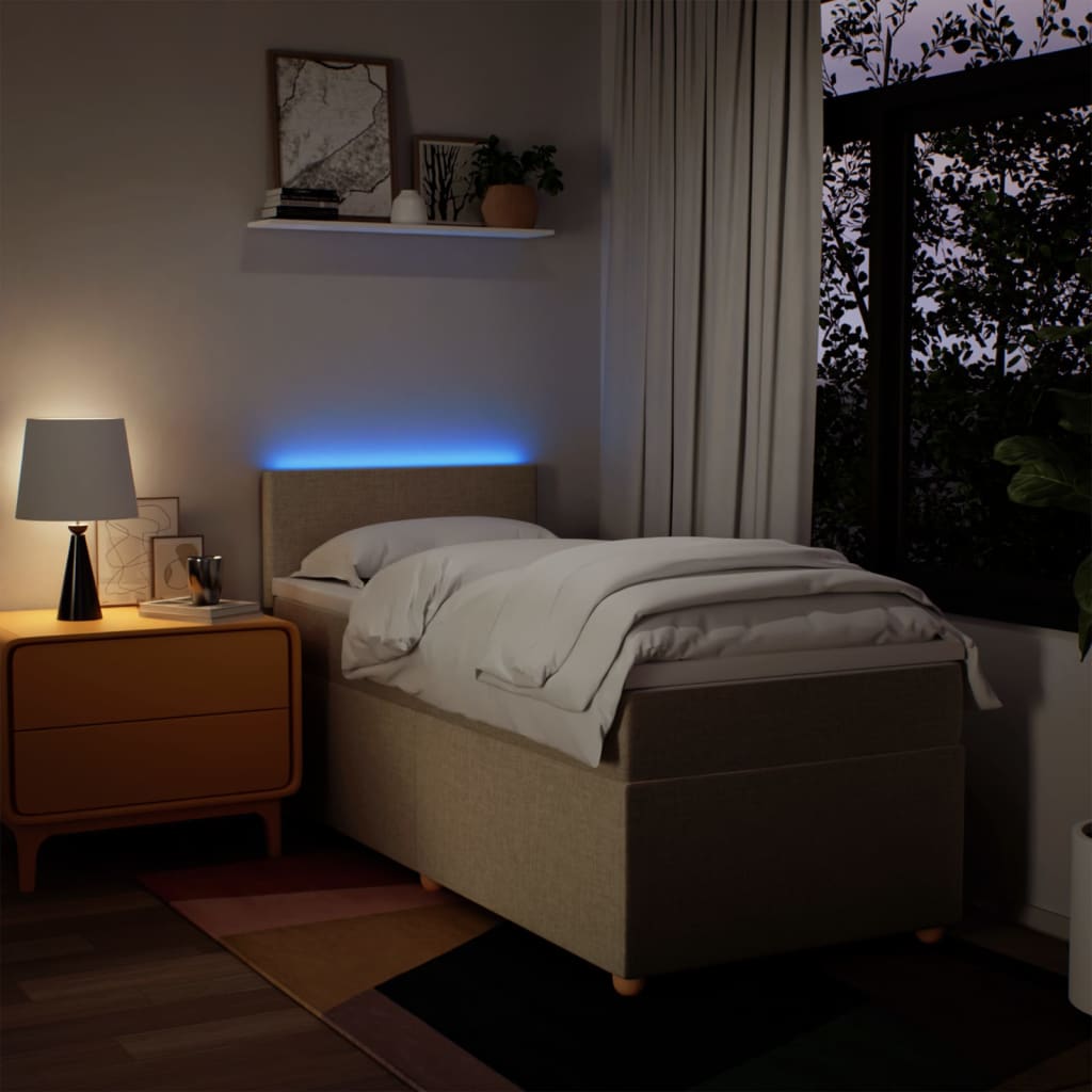 Boxspring met matras stof crèmekleurig 90x190 cm is nu te koop bij PeponiXL, paradijselijk wonen!