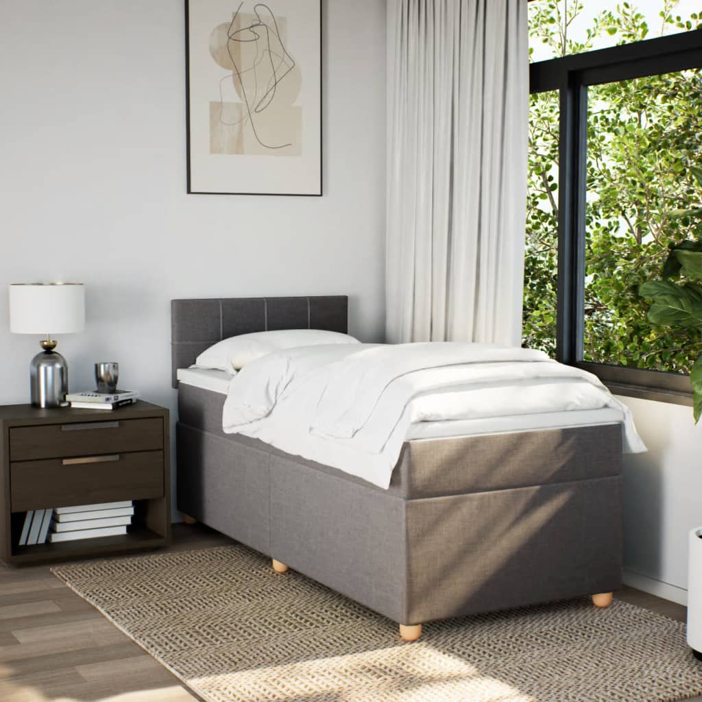 Boxspring met matras stof taupe 90x190 cm is nu te koop bij PeponiXL, paradijselijk wonen!