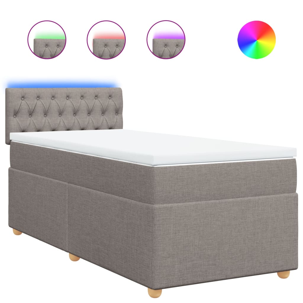 Boxspring met matras stof taupe 90x190 cm is nu te koop bij PeponiXL, paradijselijk wonen!