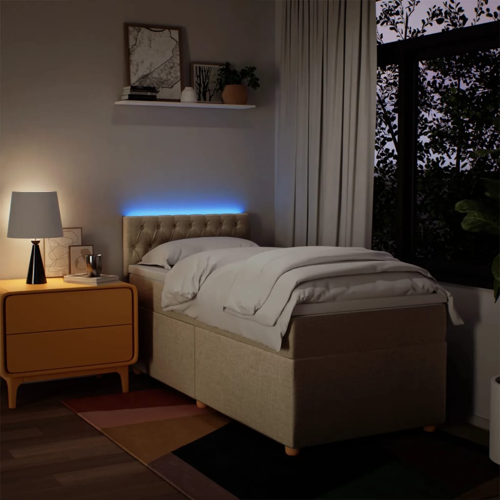 Boxspring met matras stof crèmekleurig 90x190 cm is nu te koop bij PeponiXL, paradijselijk wonen!