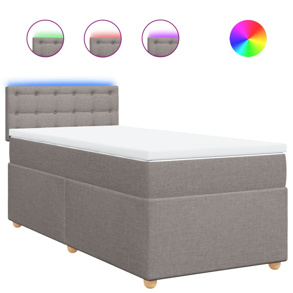 Boxspring met matras stof taupe 90x190 cm is nu te koop bij PeponiXL, paradijselijk wonen!