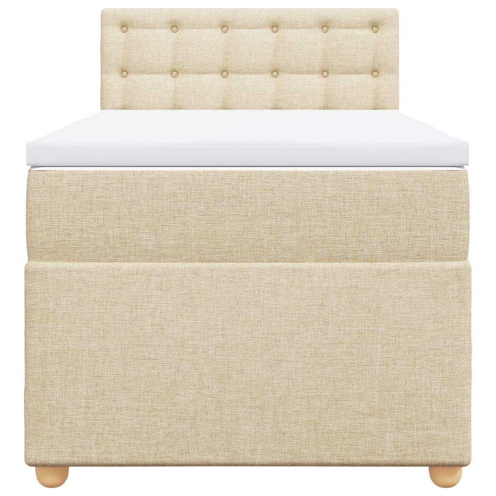 Boxspring met matras stof crèmekleurig 90x190 cm is nu te koop bij PeponiXL, paradijselijk wonen!