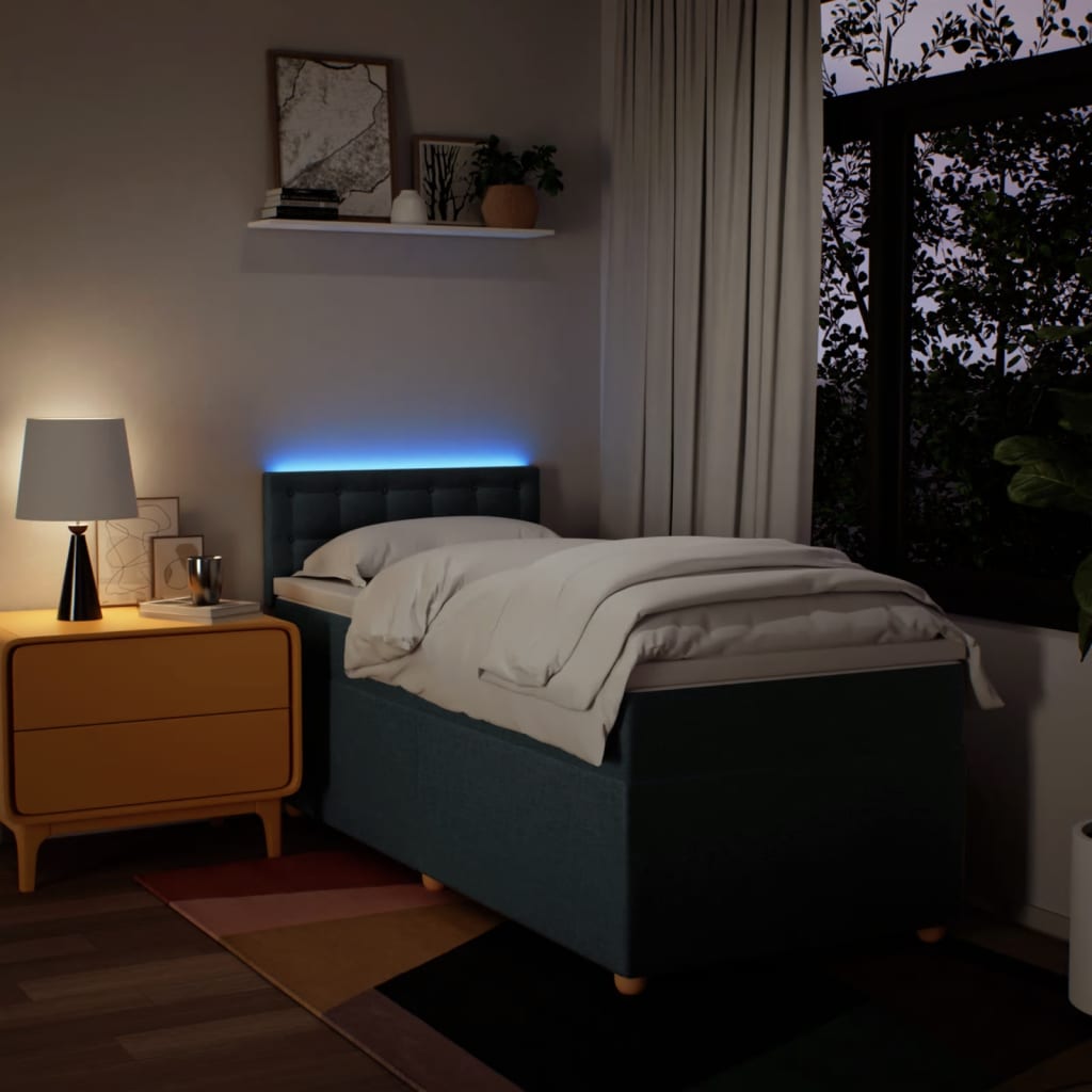 Boxspring met matras stof blauw 90x190 cm is nu te koop bij PeponiXL, paradijselijk wonen!