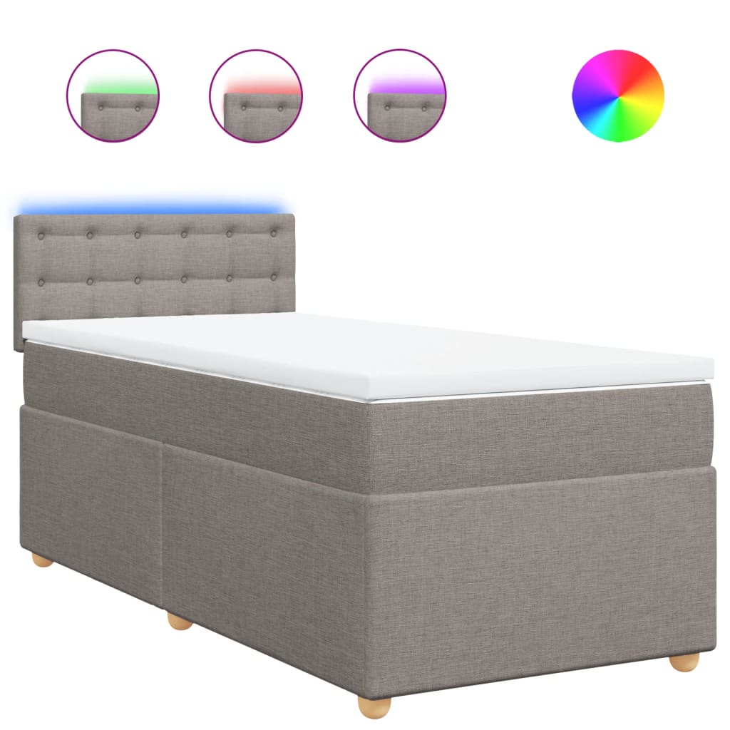 Boxspring met matras stof taupe 90x200 cm is nu te koop bij PeponiXL, paradijselijk wonen!