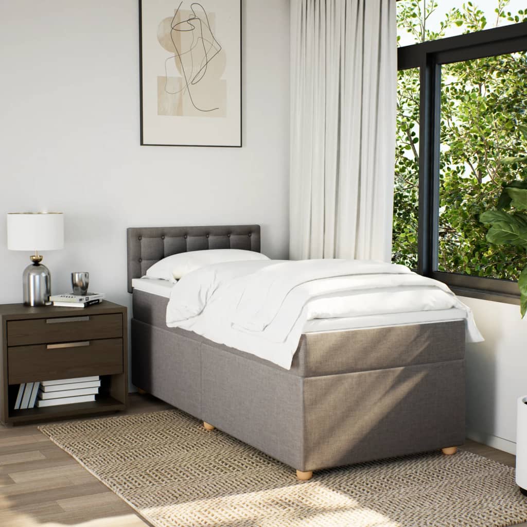 Boxspring met matras stof taupe 90x200 cm is nu te koop bij PeponiXL, paradijselijk wonen!