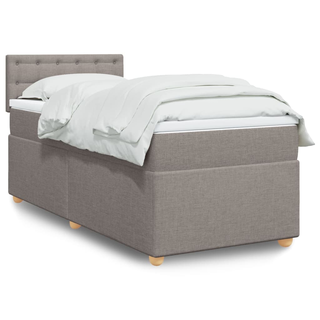 Boxspring met matras stof taupe 90x200 cm is nu te koop bij PeponiXL, paradijselijk wonen!