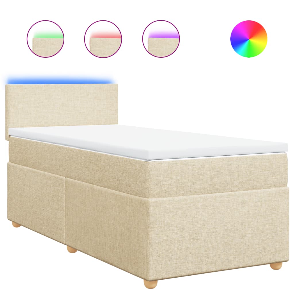 Boxspring met matras stof crèmekleurig 100x200 cm is nu te koop bij PeponiXL, paradijselijk wonen!