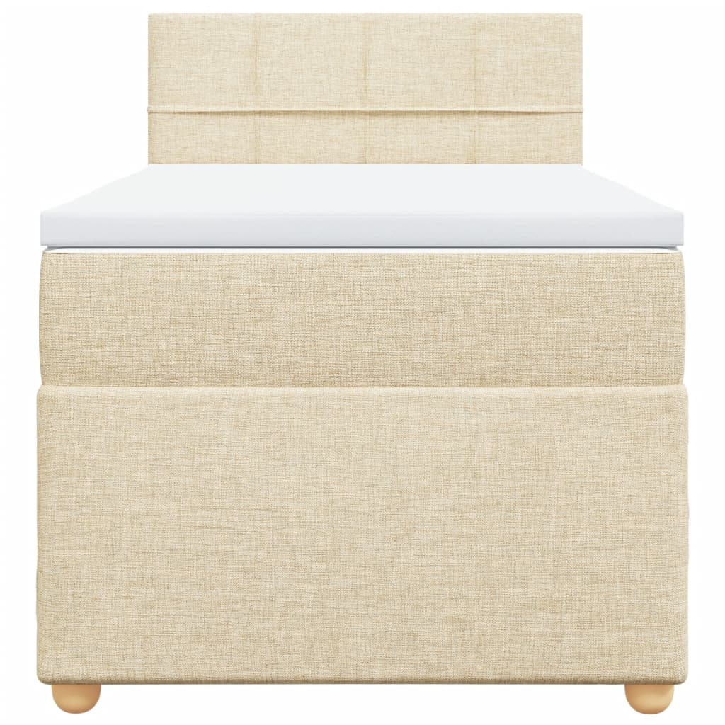 Boxspring met matras stof crèmekleurig 100x200 cm is nu te koop bij PeponiXL, paradijselijk wonen!