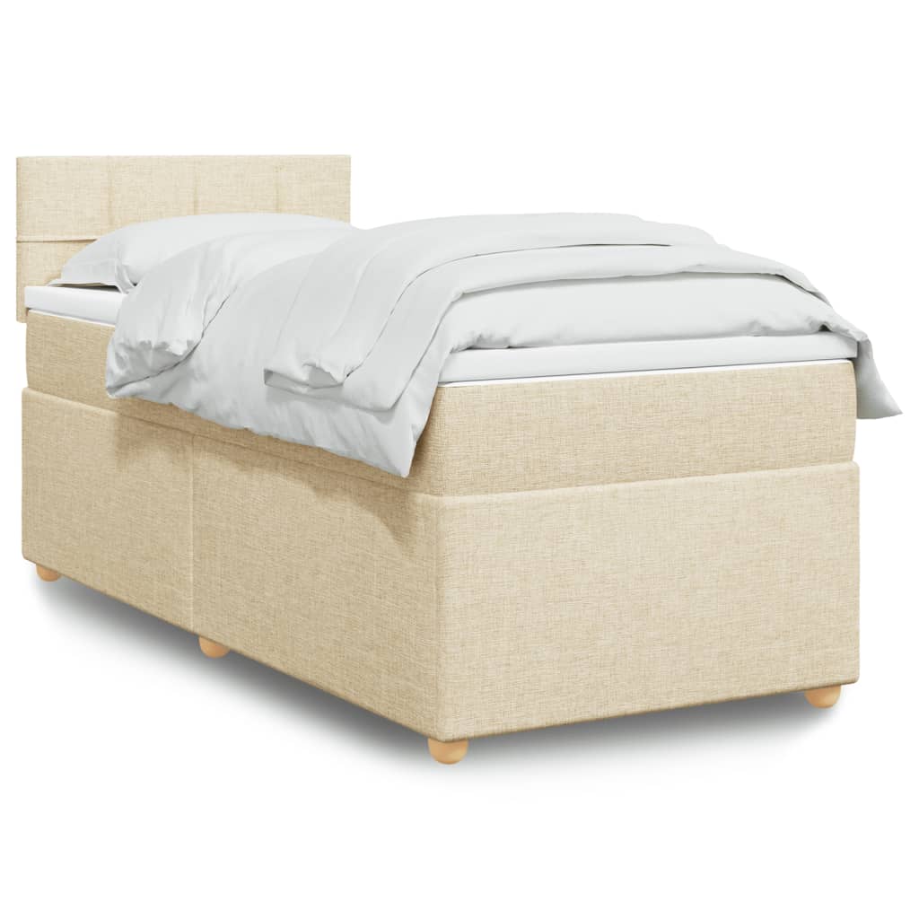 Boxspring met matras stof crèmekleurig 100x200 cm is nu te koop bij PeponiXL, paradijselijk wonen!